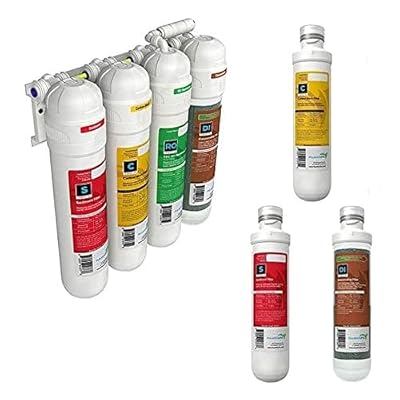 AquaticLife Twist-in Compact 4-Stage RO/DI Unit with Replacement Sediment, Carbon & DI Cartridge Bundle