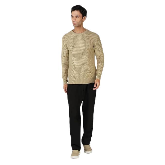 joe hazel Men Beige Round Neck Pullover Sweater-picture-10