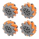 LewanSoul Mecanum Wheel, Omni-Directional Wheel 65mm High Hardness Plastic Wheel, Orange Wheel Intelligent Robot Car Components, DIY Accessories(4PCS)