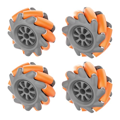 LewanSoul Mecanum Wheel, Omni-Directional Wheel 65mm High Hardness Plastic Wheel, Orange Wheel Intelligent Robot Car Components, DIY Accessories(4PCS)
