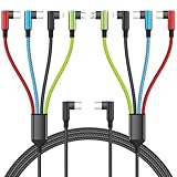 Travel Essentials USB C Multi Charging Cable 2Pack 5FT, Right Angle 4 in 1 Charging Cable, USB Cable Phone Charger with IP/Type C/Type C/Micro Port, Compatible with Most Cell Phones/Tablets and More