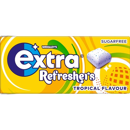 Wrigley's Extra Refreshers Chewing Gum, Tropical Flavour, 16 Packs of 7 Pieces, Sugar Free Chewing Gum Bulk Pack with Xylitol, Handy Box (112 pieces)