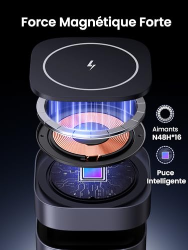 UGREEN MagFlow for MagSafe Charger Qi certified, 2-in-1 Wireless Charger Stand, Magnetic Charging Station, Compatible with iPhone Air/17/16/15/15 Plus/15 Pro/15 Pro Max/14/13/12, AirPods 4/3/2/Pro 3/2 - 6