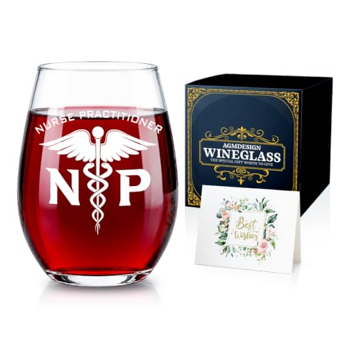 AGMDESIGN Nurse Practitioner NP Thank You Stemless Wine Glass Gift Box