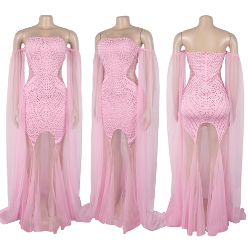 Image of Nagfar Women Rhinestone Sequin Birthday Party Sexy New Year Formal Dress