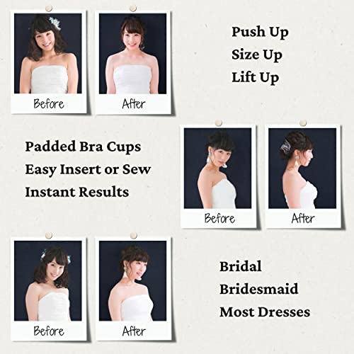 Buttonmode Padded Bra Cup Inserts, Instant Push Up Size Up Lift Up Support, Insert Or Sew In Cups, Bridal, Bridesmaid, Dress, Beige, Size C, 1 Pair #TOP4