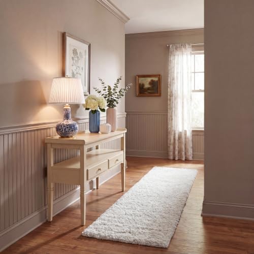 SAFAVIEH Atlantis Shag Collection Runner Rug - 2'2" x 8', Ivory, Solid Pattern, Plush Thick Pile, Non-Shedding & Easy to Clean, Ideal for Hallway, Foyer, Entryway, Bedroom (ATS100A)