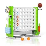 Lovgrils Giant 4-Connect-in-a-Row Game, Height Adjustable Jumbo Yard Games for Kids and Adults Outdoor Play, Backyard Large Four Connect Floor Games, Perfect for Holiday Party & Family Game
