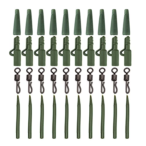 Elionless Lot de 40 accessoires de pêche à la carpe anti-emmêlement en caoutchouc avec changement rapide Cover