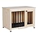 Lovupet tragbare Faltbare Trageboxen 0652CR, isoliert Hundebox, unbehandelte Holzbox für Hunde, für innen und außen, Natur, 85 x 51 x 61 cm