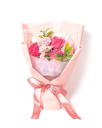 Epicpetal ソープフラワー 花束 ピンク ギフトボックス付き カーネーション バラ 造花 石鹸花 プレゼント 母の日 バレンタインデー お祝い 贈り物 お詫び 記念日 感謝の気持ち 退職祝い 還暦祝い ピンク [2]