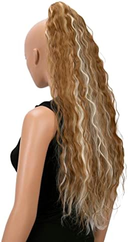 CAISHA by PRETTYSHOP 28" Extra Long Voluminous Wavy Clip On Hairpiece Plait Ponytail Heat Resistant Synthetic Red Mix H715