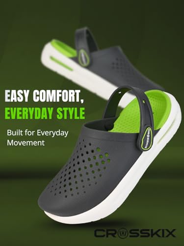 Image of Crosskix AeroComfort 2.0 Men's Lightweight Sport Clogs - Breathable EVA Slip-On Water Shoes with Arch Support and Adjustable Heel Strap
