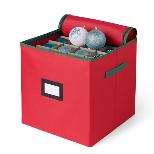 Reviews de Almacenaje de adornos festivos Top 10. 49 Joiedomi - Caja de almacenamiento de adornos de Navidad con divisor ajustable y doble cierre, contenedor de almacenamiento de Navidad que almacena hasta 64 adornos navideños de 3...