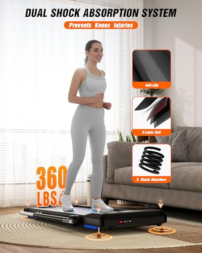 WELLFIT Walking Pad Treadmill with 10% Incline, Under Desk Treadmill for Home/Office, 2 in 1 Folding Treadmills with APP/Remote Control and LED Display, 0.6-7.6 MPH 360 lbs Capacity