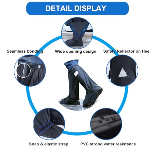 Image of Waterproof Shoe Covers for Rain, Outdoor Cycling Non-Slip Rain Boots Covers Foldable Reusable Overshoes with Reflector for Women & Men