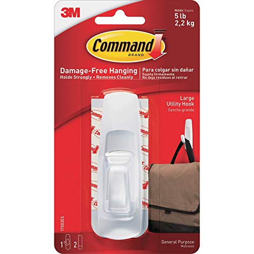 Command Store,Plastic Utility Hook, Large, 5-Pound Capacity, 4-Hooks, White (3M - 17003ES - 4/Pack) #1