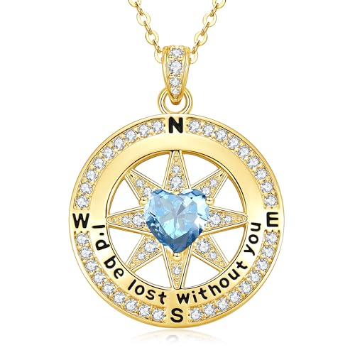 14K�S�[���h�R���p�X�a���΃l�b�N���X �����p ��̓� �L�O�� �a�����v���[���g ���l�A����l�ւ�2026�N���Z���ƃM�t�g ����F�B�ւ̃M�t�g |I'd be Lost Without You Jewelry, Medium, �x�[�X�B, �L���[�r�b�N�W��