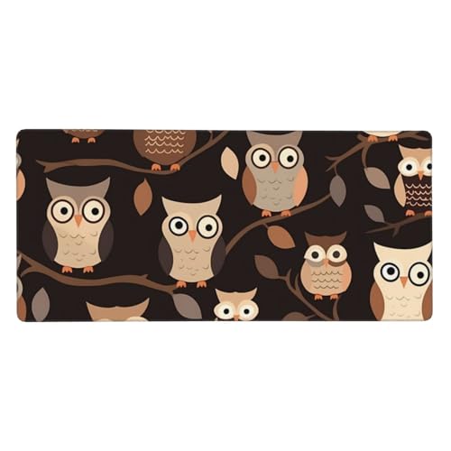 Grand tapis de souris de jeu chouettes marron pour un espace bureau chaleureux et ordonné
