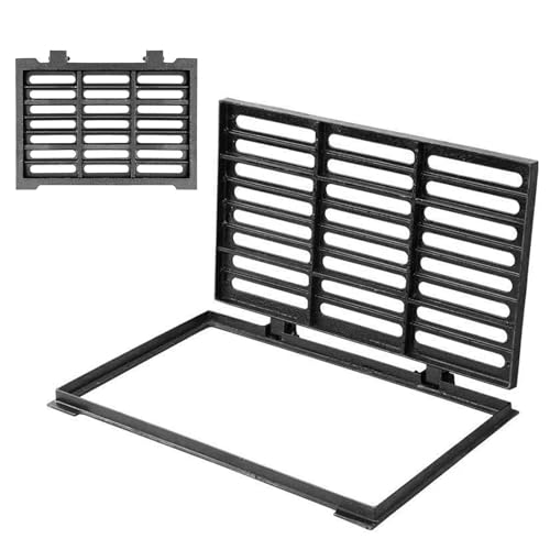 Rejilla y Marco de Drenaje de Hierro Fundido, Cubierta Rectangular Resistente para Drenaje, Rejilla de Hierro para Alcantarillado, para Patio, Garaje, Granja(45 * 75cm*3cm)