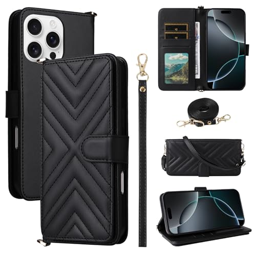 Étui portefeuille iPhone XR noir style grille avec sangle pour sorties