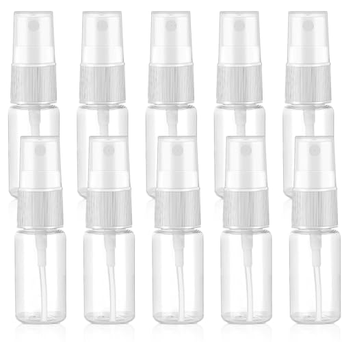 GGUFAY 10 Pezzi 10ml Flaconi Spray, Riutilizzabile tomizzatore bottiglia di Profumo in Vetro, Mini Flaconi Spray da Viaggio Vuoti,Plastica Trasparente Flacone Spray, per l'uso quotidiano e i viaggi