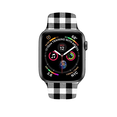 HYHMXB Chic Plaid Grain Bands Compatible with Apple Watch 38mm 40 mm 41mm M/L, Character Stylish Art Fresh Soft Silicone Wristband Strap for Girls Women iWatch SE & Series 7/6/5/4/3/2/1 (Item 7)