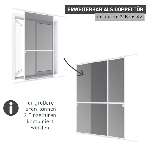 Windhager Insektenschutz Expert Schiebetür, Fliegengitter, Aluminirumrahmen für Türen, Selbstbausatz 120 x 240 cm, weiß