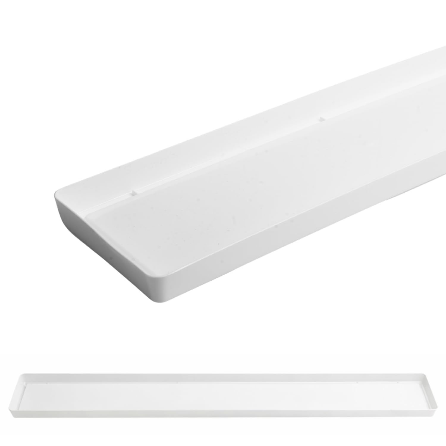 B2C Rectangular Plant Pot Saucer Drip Tray for Long Planters, Plastic Flower Pot Base for Indoor & Outdoor Use, 12.7cm x 75.3cm (White) — image 1