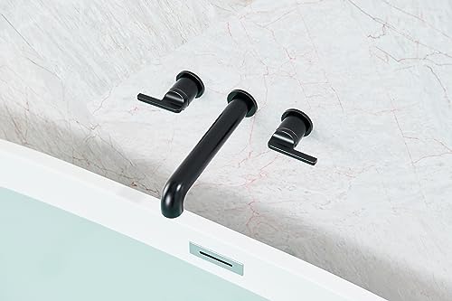 SITGES Solid Brass Wall Mount Tub Filler,10" Long Spout Reach Wall Mount Bathtub Faucet with Two Lever Handles,High Flow Bathtub Faucet Set with Rough-in Valve Included,Oil Rubbed Bronze by SITGES - Image 2