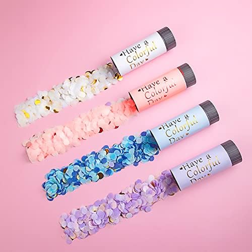6 Pieces Biodegradable Confetti Cannon, Small Handheld Confetti Cannon, Jettable Confetti Popper Cannon, Party Cannon for Wedding, Party, Birthday