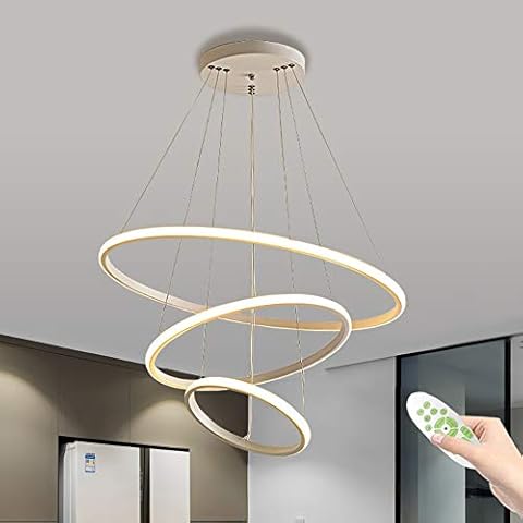 BALTRE LED Pendant Light, Hanging Light Modern Simple Creative Three Ring, 76W 3000K~6000K Dimmable Remote Control With Memory Function, Suitable For Living Room, Bedroom, Dining Room Chandelier Cover