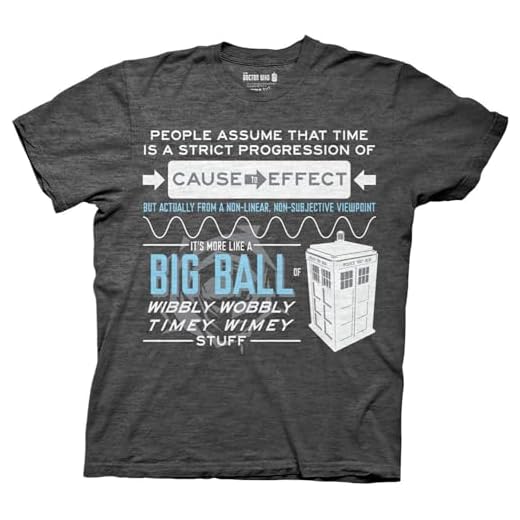 Ripple Junction Doctor WHO Wibbly Wobbly Quote Adult T-Shirt Large Charcoal Heather