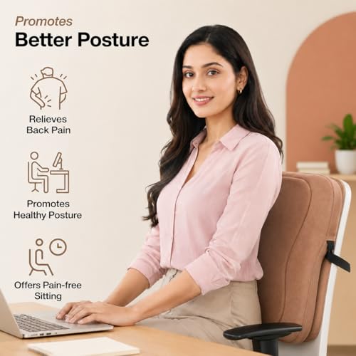 Image of Aasan Lumbar Support Pillow for Office Chair & Car Seat - Ergonomic Back Support Cushion for Lower & Upper Back Pain Relief | Comfortable Spine & Waist Support for Long Sitting (Brown)