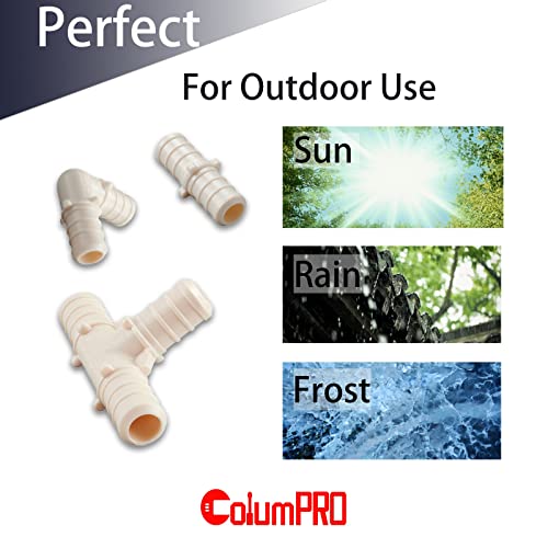 Columpro 1/2'' Pex Poly Alloy Fittings 15 Pack, 6 Elbow + 5 Coupling + 4 Tee Fittings, For Multiple Pex Plumbing Projects #TOP5