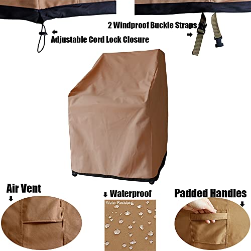 Vanteriam Patio Stackable Chair Covers- Durable And Waterproof Large Outdoor Stacking Chairs Cover, Fits Stack Of Up To 8 Chairs Brown #TOP1