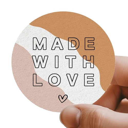 120 x Made with Love Stickers – Round Labels for Handmade Items, Small Business Packaging, and Party Favors – Modern Thank You Tags – 1.6 Inch (Made with Love)