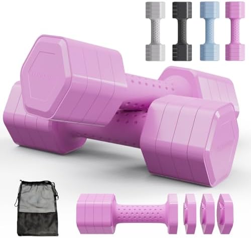 Adjustable Dumbbell Set of 2, 4 in 1 Free Weights Dumbbells Set, ...