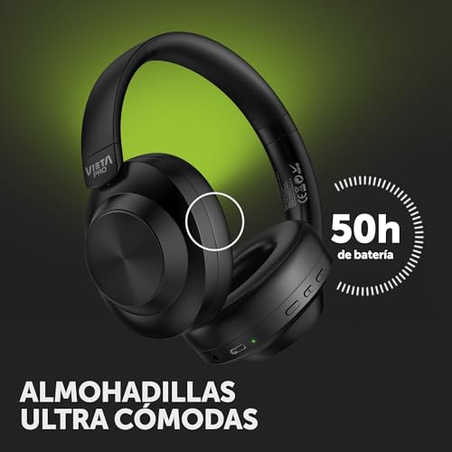 Miniatura 3 de Vieta Pro Way 5 Auriculares De Diadema Inalámbricos Bluetooth 5.4 Con Cancelación De Ruido, 50h De Batería. Cascos Gaming Con Microfono Doble Plegado Compacto, Conexión Aux In Cable 3.5mm Y Usb-C