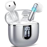 Wireless Earbuds, Bluetooth 5.4 Headphones with 3D Bass Stereo, 40H Ultralight in-Ear Buds, Bluetooth Earbuds with 4 ENC Noise Cancelling Mic, USB-C, IP7 Waterproof Earphones for Android iOS, Sillver