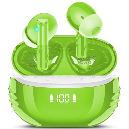 ZYHKON Casque sans Fil, Casque à Clip d'oreille, Casque avec Connexion Stable, Vert