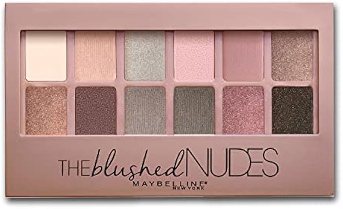 Maybelline The Blushed Nudes Eyeshadow Palette, Includes 12 Pigmented Shades and 2 Double Ended Eye Makeup Applicators, 1 Count