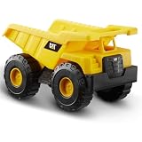 CAT Construction Toys, Construction Fleet 10' Dump Truck Toy - Heavy‑Duty Plastic, Working Tilting Bed & Free‑Rolling Wheels, Indoor/Outdoor Sandbox Truck for Toddlers & Kids Ages 2-6