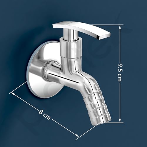 Image of Plantex Single Lever Body Bib Cock Water Tap with Water Saving Nozzle and Brass Spindle /Washing Machine Tap with Wall Flange and Teflon Tape- Pack of 2 (1206-Chrome)