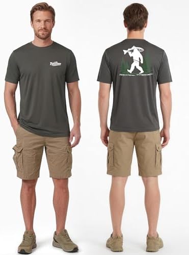 Twekfish Men's Fishing Shirt Short Sleeve, UPF 50+ UV Sun Protection T-Shirt, Quick Dry Tee for Swim Surf, Bigfoot Graphic