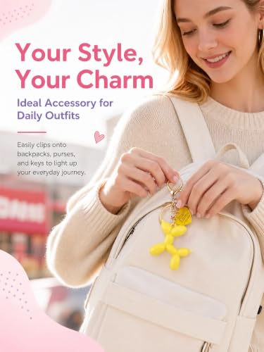 Image of Balloon Dog Keychain Bulk, 8 Pack Cute Keychains for Women | Keychain for Bags, Backpack Purse Charms, Handmade Key Chain for Keys, Carabiner Zipper Pull, DIY Craft Decoration