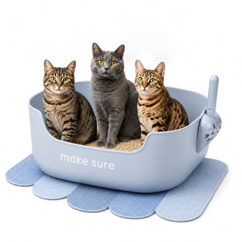 Mstail Caixa de areia para Gatos com Tapete Higienico Para Gatos, Laterais Altas e Entrada Baixa, Fácil de Limpar, Antirrespingos, Ideal para Gatos de Interior