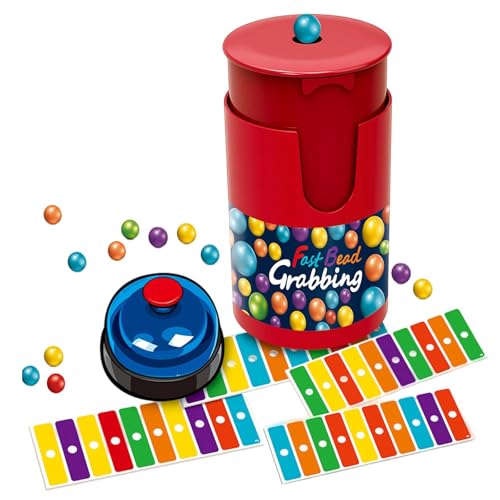 Juego Rápido De Agarrar Cuentas, Juego De Bingo para Emparejar Colores, 1 Campana Y Lata De Cuentas, 90 Cuentas Y 6 Tarjetas con Códigos para Fiestas, Viajes Y Actividades De Aprendizaje En El Aula.