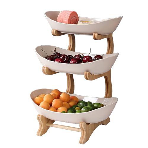 Soporte para cesta de frutas de 3 niveles que ahorra espacio en encimeras de cocina