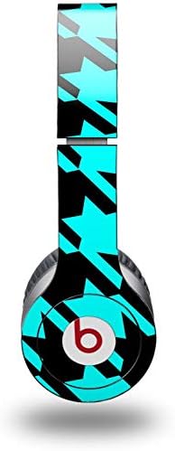 Skin Decal Wrap Works with Original Beats Solo HD Headphones Houndstooth Neon Teal on Black Skin Only (Headphones NOT Included)